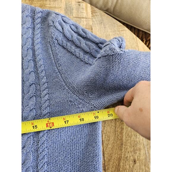 L.L Bean Cable-Knit Zip Up Hooded Sweater Women's M Petite Fisherman Preppy - Picture 7 of 12